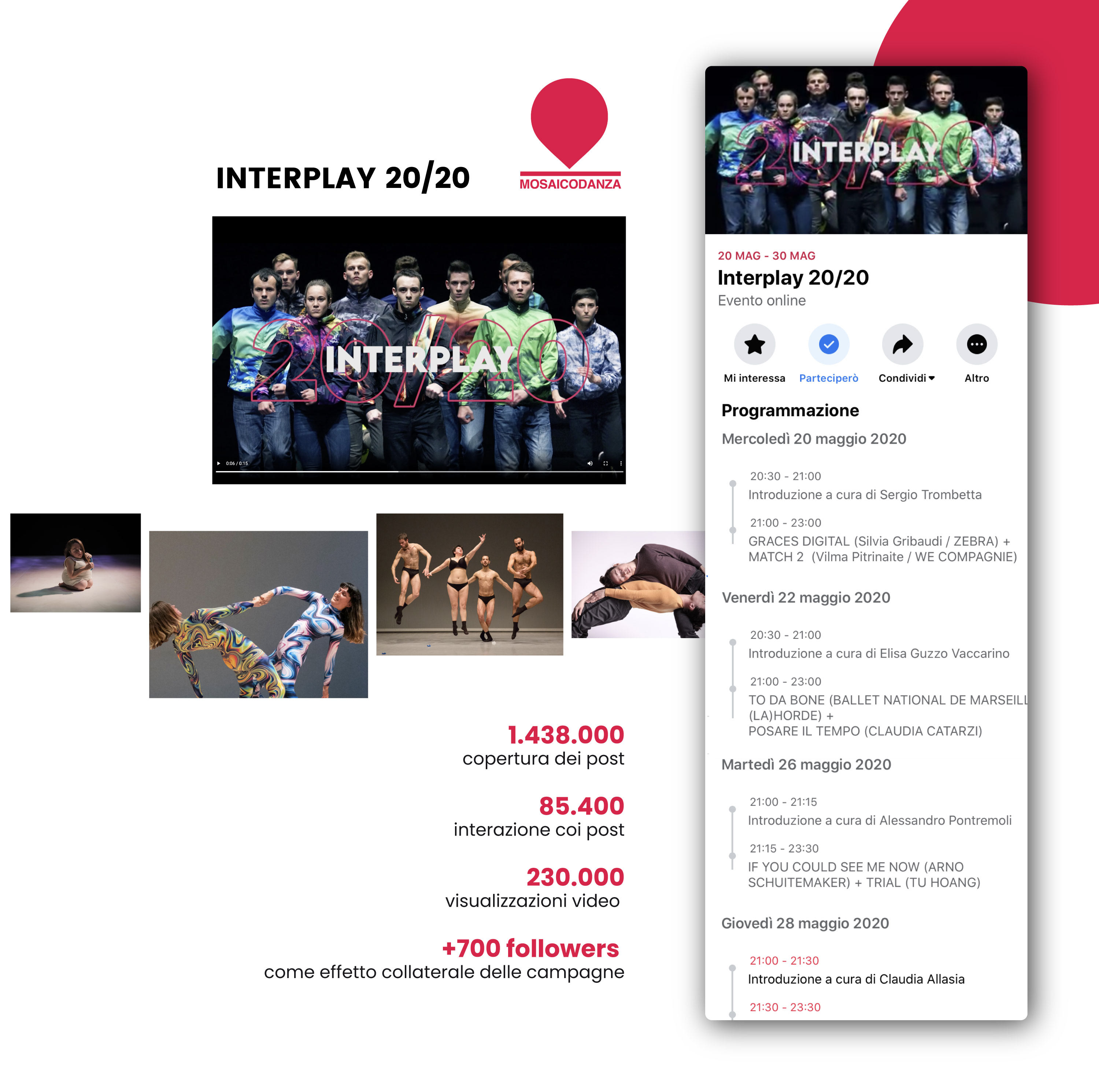 Mosaico Danza: online event and social advertising